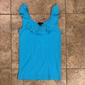 J. Crew Vibrant Blue Ruffled Tank Top
